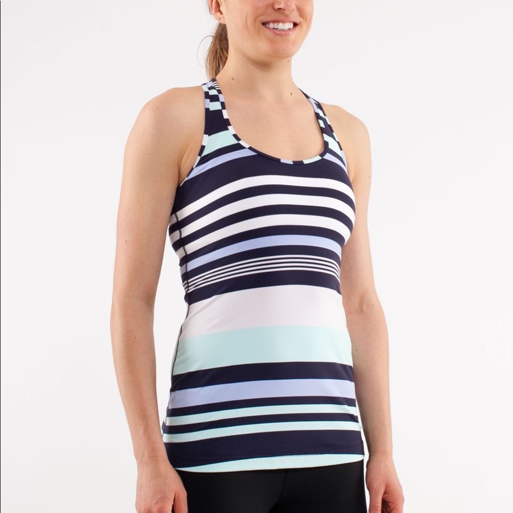Vintage Lululemon Discover Stripe Aqua Cool Racerback